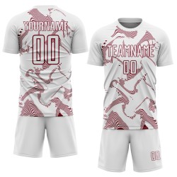 Maillot de football Curve Lines blanc, uniforme de sublimation, Crimson Sports Custom