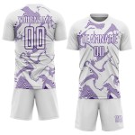 Maillot de football blanc, courbé, lignes violettes, personnalisé, sublimation