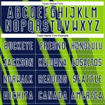 Maillot de football personnalisé à sublimation, lignes vertes, sport, bleu marine fluo et blanc Maillot de football personnalisé à sublimation, lignes vertes, sport, bleu marine fluo et blanc