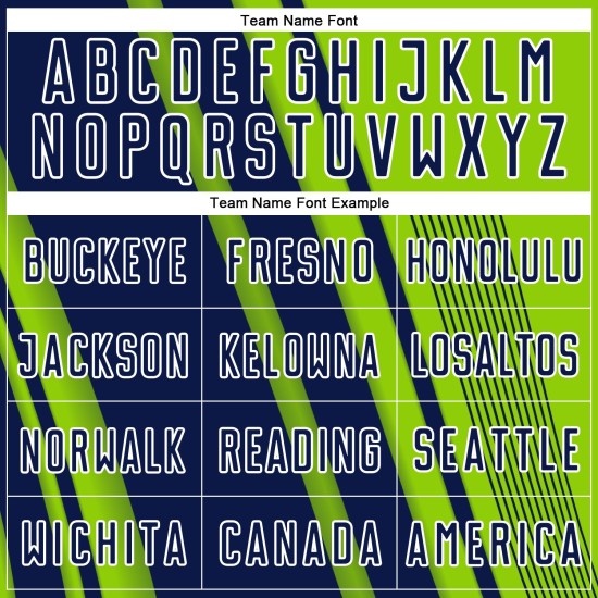 Maillot de football personnalisé à sublimation, lignes vertes, sport, bleu marine fluo et blanc Maillot de football personnalisé à sublimation, lignes vertes, sport, bleu marine fluo et blanc