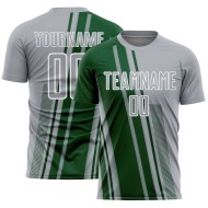 Maillot de football gris vert et blanc, uniforme personnalisé, lignes de sublimation