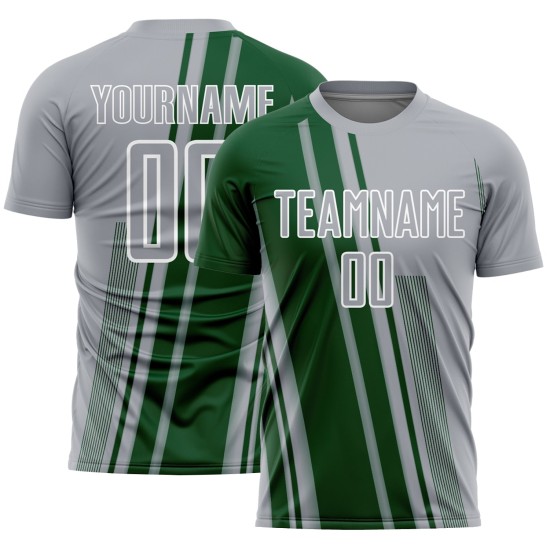 Maillot de football gris vert et blanc, uniforme personnalisé, lignes de sublimation Maillot de football gris vert et blanc, uniforme personnalisé, lignes de sublimation