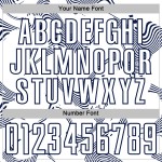 Maillot de sport bleu marine personnalisé, lignes courbes, uniforme de sublimation blanc Maillot de sport bleu marine personnalisé, lignes courbes, uniforme de sublimation blanc