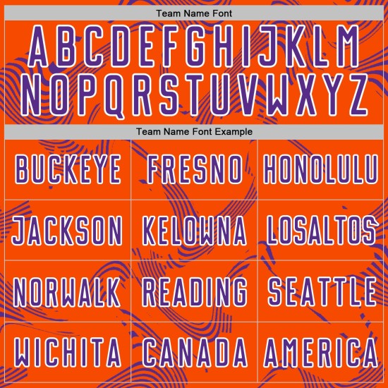 Maillot de football personnalisé violet et blanc, lignes orange et courbes uniformes, sublimation