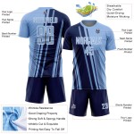 Maillot de football bleu clair personnalisé, uniforme bleu marine et blanc, sublimation sportive