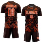 Maillot de football Curve Sports Lines marron, uniforme personnalisé par sublimation, orange et blanc