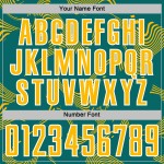 Maillot de football personnalisé Lines Curve, sublimation, bleu sarcelle, or et blanc Maillot de football personnalisé Lines Curve, sublimation, bleu sarcelle, or et blanc