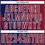 Maillot de football bleu marine et blanc à sublimation, uniforme sportif personnalisé, couleur cramoisie Maillot de football bleu marine et blanc à sublimation, uniforme sportif personnalisé, couleur cramoisie