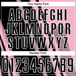 Maillot de football léger rose personnalisé à lignes sportives, noir et blanc, sublimation