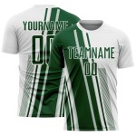 Maillot de football vert à sublimation, lignes personnalisées, sport, blanc