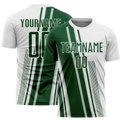 Maillot de football vert à sublimation, lignes personnalisées, sport, blanc