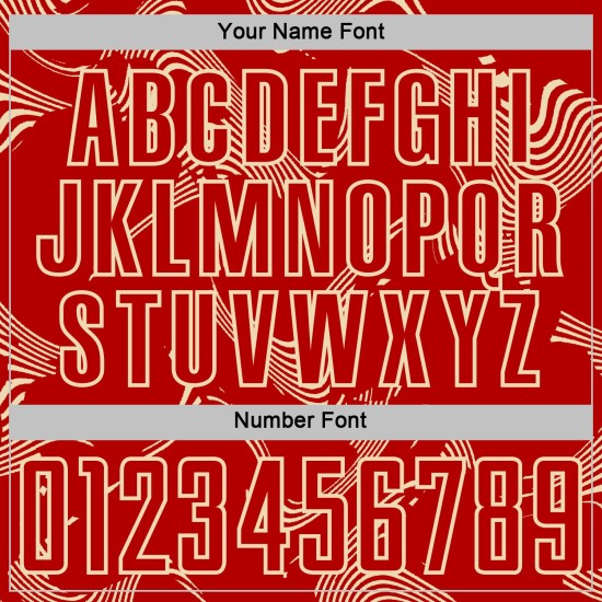 Maillot de sport crème, lignes courbes de football, personnalisé, rouge, sublimation