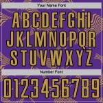 Maillot de football personnalisé violet à lignes dorées et noires, courbure violette, uniforme de football à sublimation, ancien