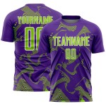 Maillot de football à lignes uniformes, violet, vert fluo et blanc, personnalisé, sublimation Maillot de football à lignes uniformes, violet, vert fluo et blanc, personnalisé, sublimation
