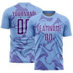 Maillot de football violet et blanc à sublimation bleue et courbe personnalisée