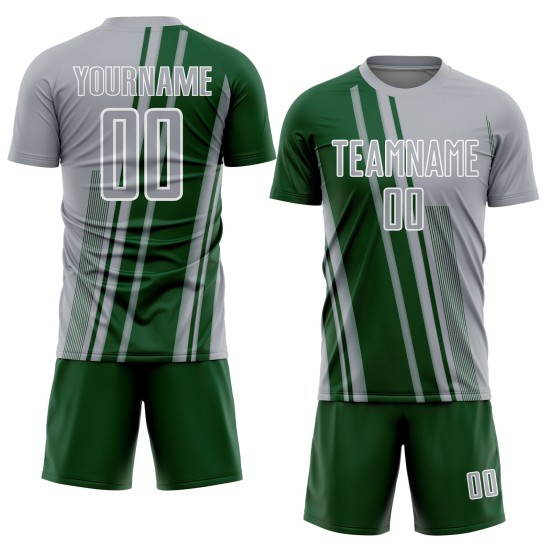 Maillot de football gris vert et blanc, uniforme personnalisé, lignes de sublimation Maillot de football gris vert et blanc, uniforme personnalisé, lignes de sublimation
