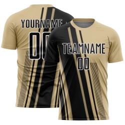 Maillot de football personnalisé Gold Sports noir et blanc, sublimation Vegas Lines Uniform