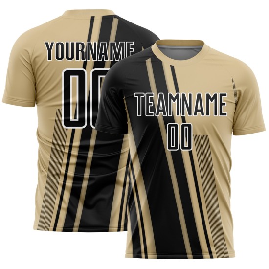 Maillot de football personnalisé Gold Sports noir et blanc, sublimation Vegas Lines Uniform Maillot de football personnalisé Gold Sports noir et blanc, sublimation Vegas Lines Uniform