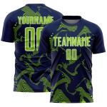 Maillot de sport Navy Lines Sublimation personnalisé Neon Curve Vert-Blanc Uniforme de football
