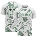 Maillot de football blanc vert à lignes personnalisées, uniforme de sublimation