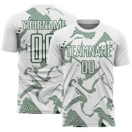 Maillot de football blanc vert à lignes personnalisées, uniforme de sublimation