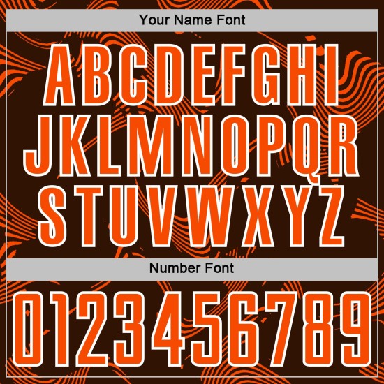 Maillot de football Curve Sports Lines marron, uniforme personnalisé par sublimation, orange et blanc