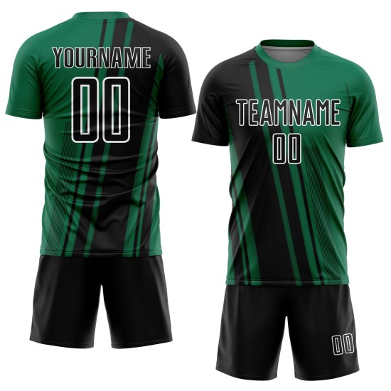 Maillot de football personnalisé par sublimation Uniform Lines Kelly noir-blanc vert Sports