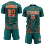 Maillot de sport Curve Sublimation Teal Lines, uniforme de football personnalisé orange et blanc