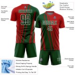 Maillot de football personnalisé à sublimation vert et blanc avec lignes rouges