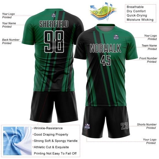 Maillot de football personnalisé par sublimation Uniform Lines Kelly noir-blanc vert Sports