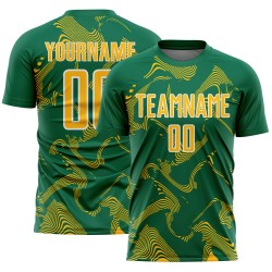 Maillot Kelly Or-Blanc Uniforme Lignes Sublimation Personnalisé Sports Curve Soccer Vert
