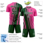 Maillot de football à lignes vert-blanc rose, uniforme personnalisé par sublimation