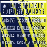 Maillot Uniforme Lignes Néon Jaune Sports Football Bleu Marine-Blanc Sublimation Personnalisé