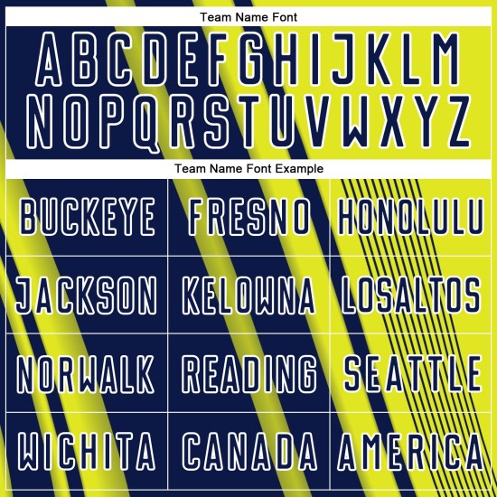 Maillot Uniforme Lignes Néon Jaune Sports Football Bleu Marine-Blanc Sublimation Personnalisé