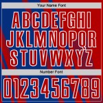 Maillot de football personnalisé avec lignes de sublimation, uniforme de sport blanc royal, rouge Maillot de football personnalisé avec lignes de sublimation, uniforme de sport blanc royal, rouge