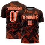 Maillot de football Curve Sports Lines marron, uniforme personnalisé par sublimation, orange et blanc