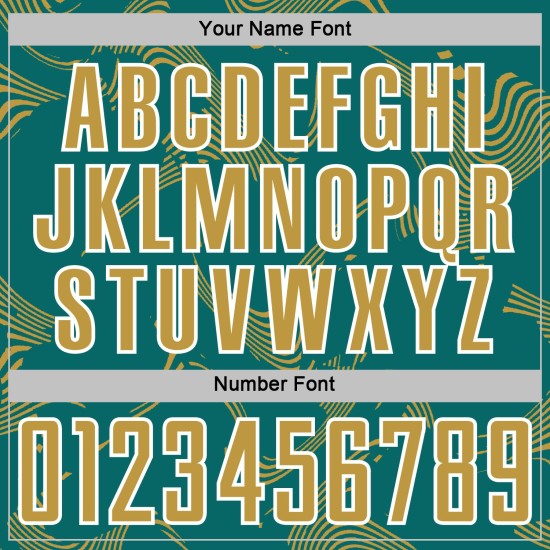 Maillot de football Teal Sports, imprimé or et blanc, à sublimation, courbe personnalisée, lignes anciennes