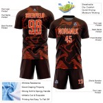 Maillot de football Curve Sports Lines marron, uniforme personnalisé par sublimation, orange et blanc