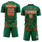 Maillot orange-blanc de sport, uniforme de football vert sublimé, Kelly Lines Curve personnalisé