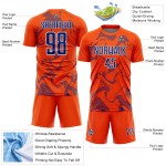 Maillot de football personnalisé à sublimation, lignes blanches et royales, uniforme orange