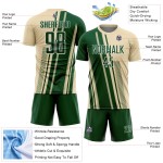 Maillot de football de sport, uniforme, lignes de sublimation crème, personnalisé, vert et blanc Maillot de football de sport, uniforme, lignes de sublimation crème, personnalisé, vert et blanc