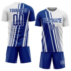 Maillot de sport de football à sublimation, lignes blanches uniformes, personnalisé, royal
