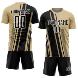 Maillot de football personnalisé Gold Sports noir et blanc, sublimation Vegas Lines Uniform