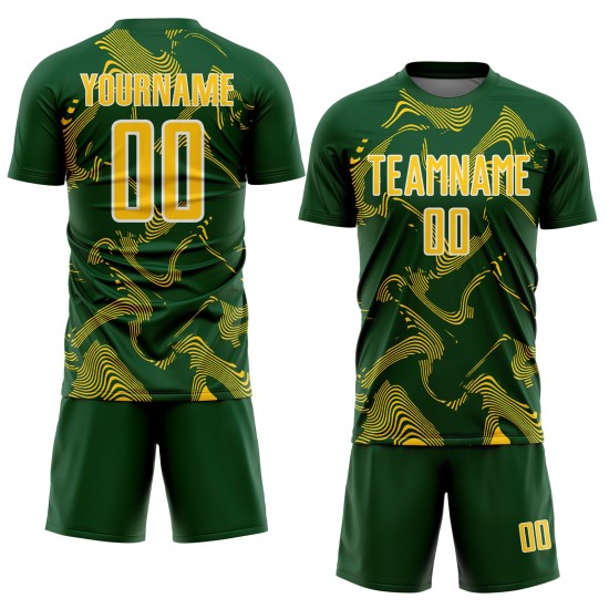 Maillot de football personnalisé Lines Green Sports, uniforme de sport, couleur jaune et blanc, courbé par sublimation Maillot de football personnalisé Lines Green Sports, uniforme de sport, couleur jaune et blanc, courbé par sublimation
