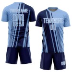 Maillot de football bleu clair personnalisé, uniforme bleu marine et blanc, sublimation sportive