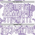 Maillot de football blanc, courbé, lignes violettes, personnalisé, sublimation