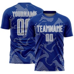 Maillot de football personnalisé gris-blanc Royal Lines Uniforme de sublimation Sports Curve