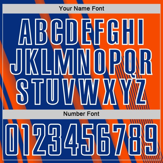 Maillot de football orange à sublimation, uniforme sportif personnalisé, lignes bleu royal et blanc