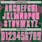 Maillot de football vert à sublimation rose et blanc, lignes sportives courbes personnalisées Maillot de football vert à sublimation rose et blanc, lignes sportives courbes personnalisées