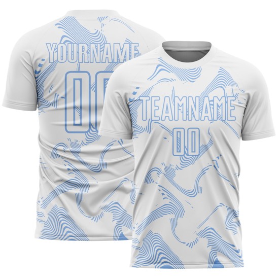 Maillot de football Curve Light Uniform White Lines, personnalisé par sublimation, bleu